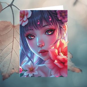 Tarjeta Hermosa Chica Anime Cumpleaños