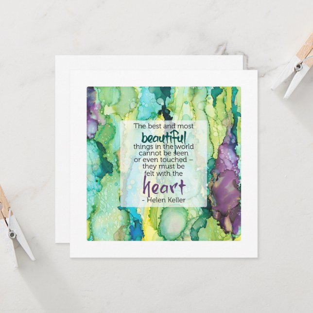 Tarjeta hermosa con cita inspiradora de Helen Kell (Anverso/Reverso In Situ)