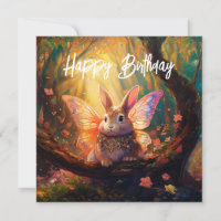 Hermosa conejita en el bosque encantado Feliz cump