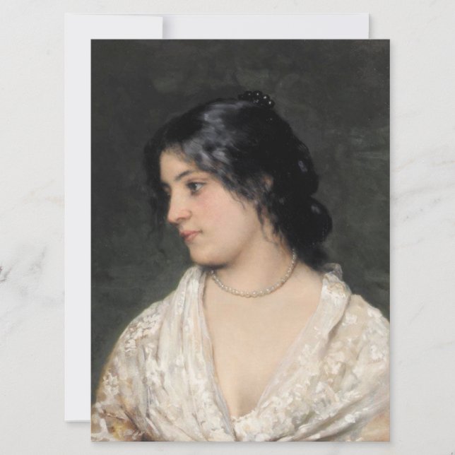 Tarjeta Hermosa dama con un collar de perlas (Anverso)