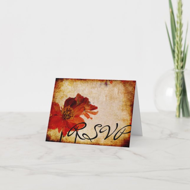 Tarjeta hermosa de RSVP de la flor roja de la (Anverso)