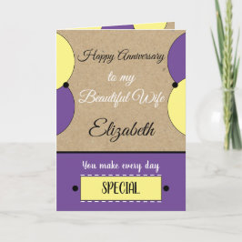 Tarjeta Hermosa esposa aniversario púrpura rústico