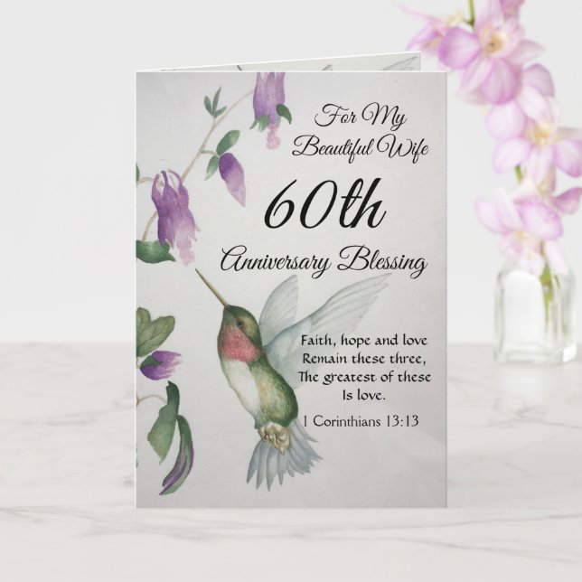 Tarjeta Hermosa esposa bendición en 60 años (Orquídea)