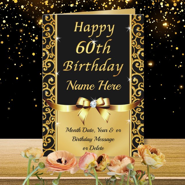 Tarjeta Hermosa, feliz 60 cumpleaños, personalizada (Subido por el creador)