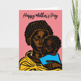 Tarjeta Hermosa festividad tallada de niños y madres afric