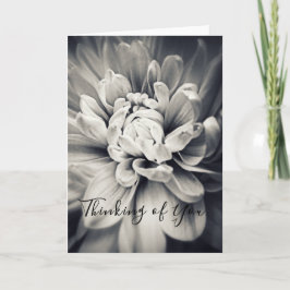 Tarjeta Hermosa flor blanca y negra pensando en ti