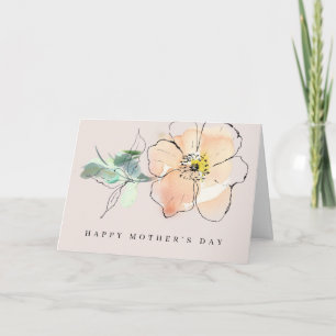 Tarjeta Hermosa Flor de Acuarela Feliz Día de la Madre