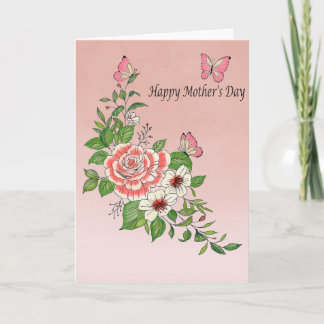 Tarjeta Hermosa Flor de Acuarela Feliz Día de la Madre 