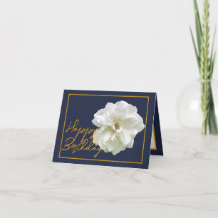 Tarjeta Hermosa Flor de Rosa Blanca Bonito Cumpleaños Feli