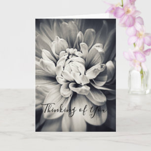 Tarjeta Hermosa Flor Negra y Blanca Pensando en Ti