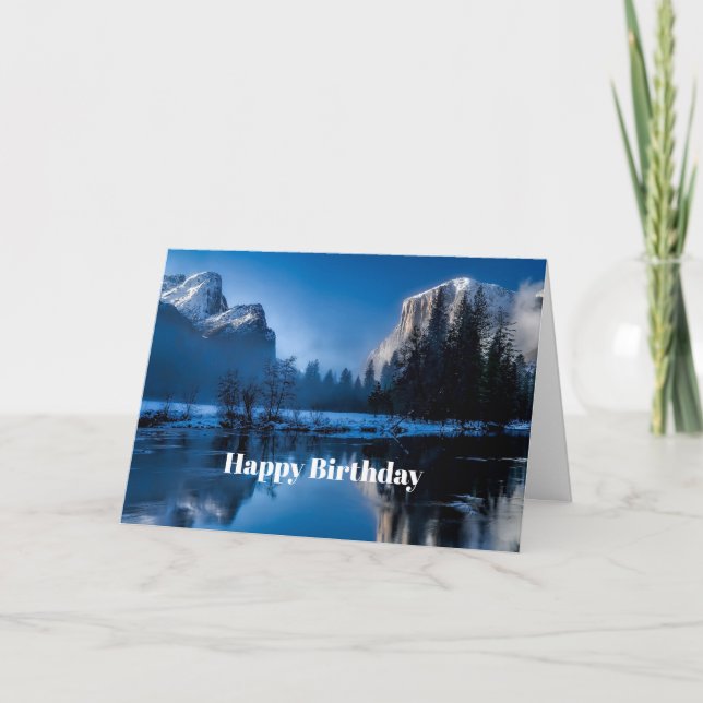 Tarjeta Hermosa foto de Blue Yellowstone Cumpleaños (Anverso)
