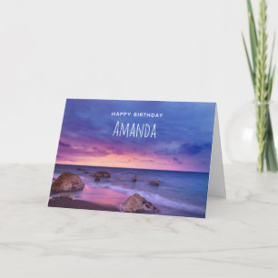 Tarjeta Hermosa foto de la costa atardecer cumpleaños
