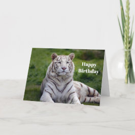 Tarjeta Hermosa foto de tigre blanco cumpleaños