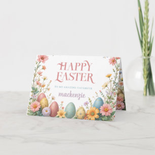 Tarjeta Hermosa hija floral feliz de Pascua