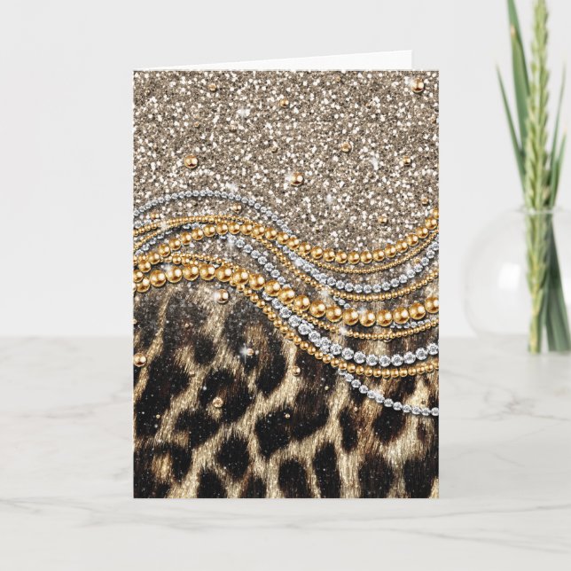Tarjeta Hermosa imagen de animales de moda Leopard Faux (Anverso)