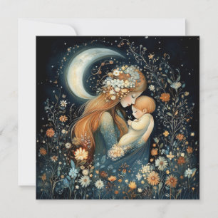 Tarjeta Hermosa madre y bebé floral Día de la Madre