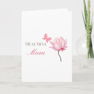 Tarjeta Hermosa Mamá Flor de Loto Rosa, Día de la Madre, C