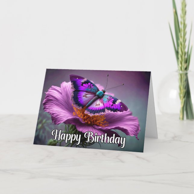 Tarjeta Hermosa mariposa descansada Feliz cumpleaños (Anverso)