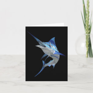 Tarjeta Hermosa marlín azul Pesca de manga corta
