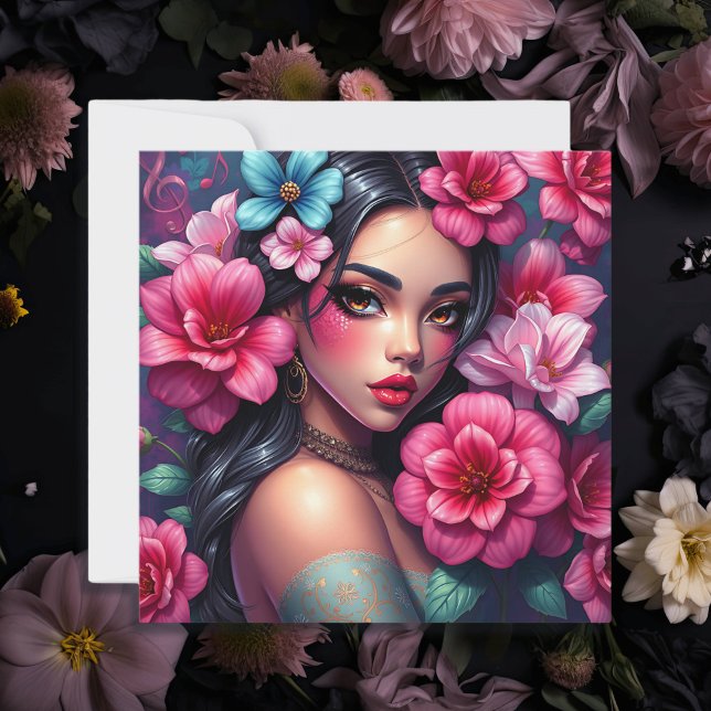 Tarjeta Hermosa mujer animadora hispánica (Subido por el creador)