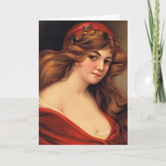 Tarjeta Hermosa mujer de época, Día de la Madre (Anverso)