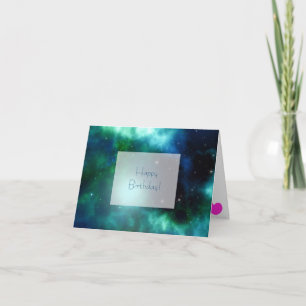 Tarjeta Hermosa Nebulosa Verde Feliz Cumpleaños