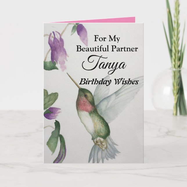 Tarjeta Hermosa pareja feliz cumpleaños dulce Hummingbird (Anverso)