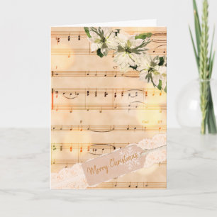 Tarjeta Hermosa partitura vintage Merry Christmas