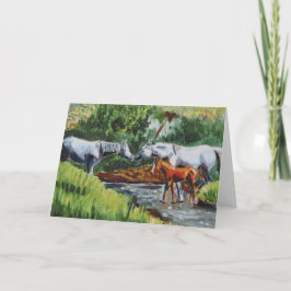 Tarjeta Hermosa pintura de aceite paisajista de caballos y