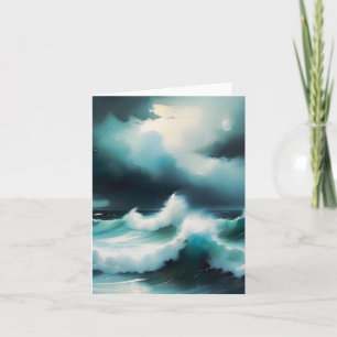 Tarjeta Hermosa pintura fresca del océano azul