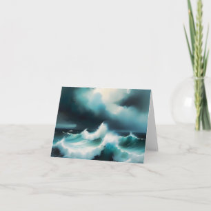Tarjeta Hermosa pintura fresca del océano azul