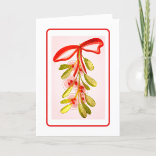 Tarjeta Hermosa planta Mistletoe de aspecto digital pintad