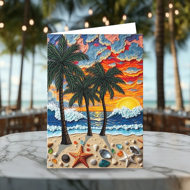 Tarjeta Hermosa playa Feliz cumpleaños (Subido por el creador)