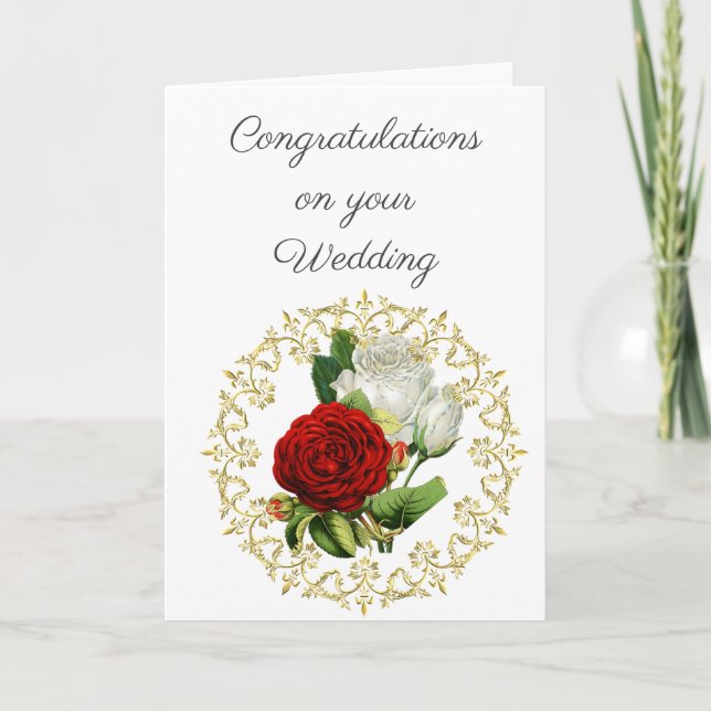 Tarjeta Hermosa Rosa Roja / Boda Felicitaciones (Anverso)