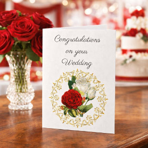 Tarjeta Hermosa Rosa Roja / Felicitaciones de Boda 
