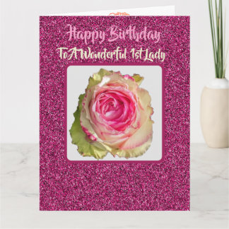 Tarjeta Hermosa Rosa Rosa Rosa Rosada Primera Dama Cumplea