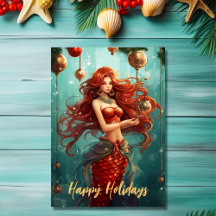 Hermosa sirena feliz Navidades de vacaciones
