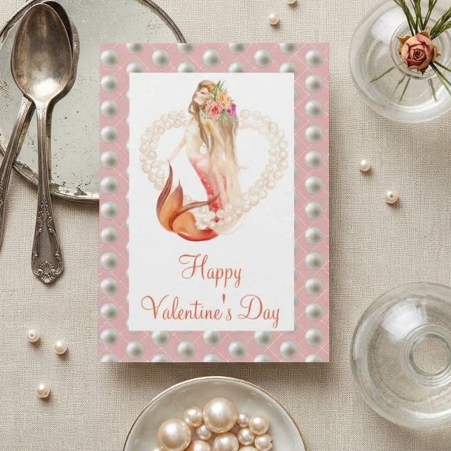 Tarjeta Hermosa Sirena Perla Día de San Valentín (Subido por el creador)