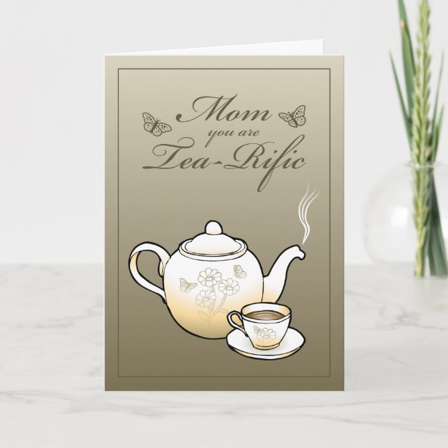 Tarjeta Hermosa tetera y taza de té (Anverso)