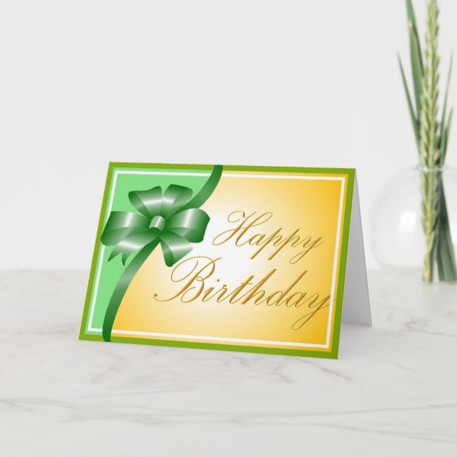 Tarjeta Hermosa y brillante cumpleaños de cinta verde (Anverso)