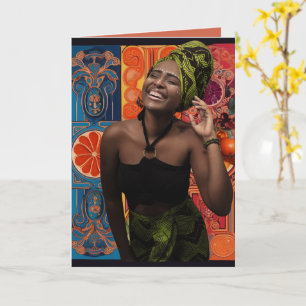 Tarjeta Hermosa y vibrante cumpleaños de una mujer african
