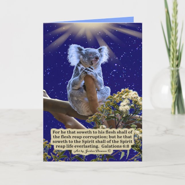 Tarjeta Hermosas escrituras de Koala Galatians 6:8 (Anverso)