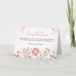 Tarjeta Hermosas felicitaciones de Baby Shower con flores