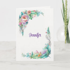 Tarjeta Hermosas Flores Añadir Firma de mensaje de cumplea