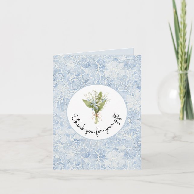 Tarjeta Hermosas Flores Blancas Azules Gracias (Anverso)
