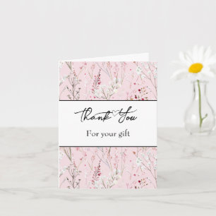 Tarjeta Hermosas flores blancas rosadas gracias  