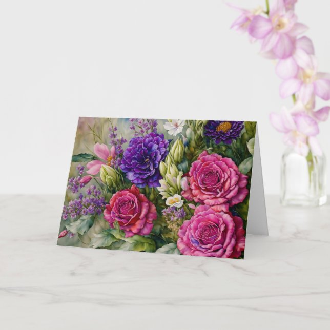 Tarjeta Hermosas flores Bouquet Floral Note Card (Orquídea)