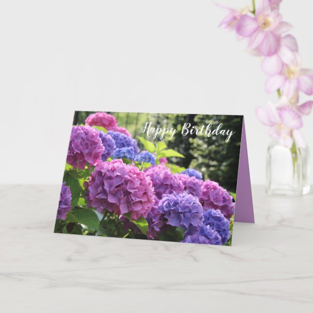 Tarjeta Hermosas flores de hidrangea rosa y azul (Orquídea)