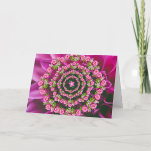 Tarjeta Hermosas flores de jardín rosadas púrpura verdes N