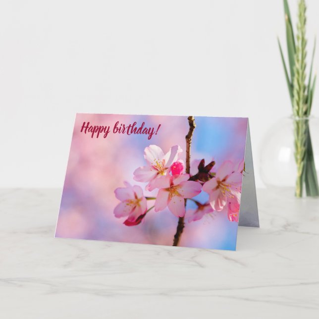 Tarjeta Hermosas Flores De Sakura En Una Twig Vertical (Anverso)